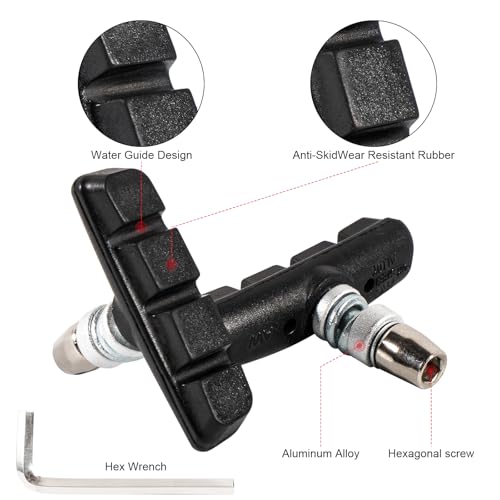 Chooee Bike V-Brake Pads, Bicycle 55mm Brake Blocks Set, 2 Pairs Universal Brake Shoes, Black