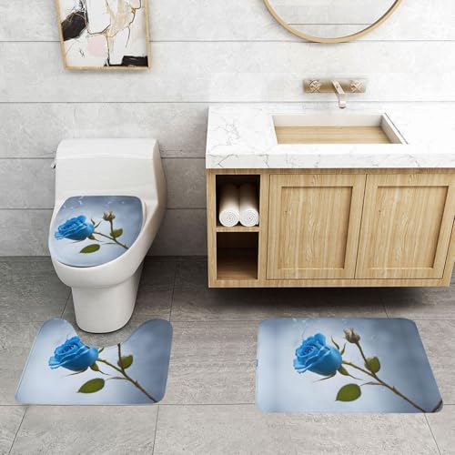 Tapis de salle de bain bleu absorbant durable 61 x 40,6 cm - 4