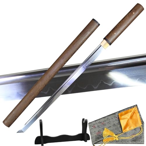 Wakizashi Zatoichi Naojian Katana Sword Real 1095 Steel Clay Tempered Japanese Samurai Sword Shirasaya Swords