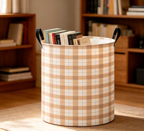 Image of CLOCOR Large Laundry Basket,Waterproof Fabric Storage Container,Room Decor,Gift Basket（Yellow Grid