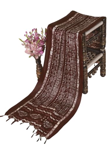 Image of Cotton Silk Printed Dupatta with Tassel Border - Block & Bagru Print - Soft, Lightweight
