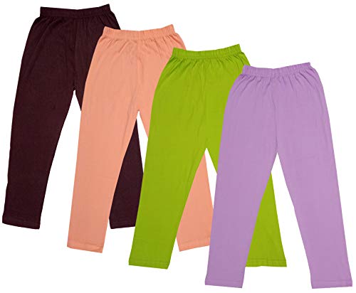 Image of IndiWeaves Girls Super Soft Cotton Solid Capri Pants (Purple, Green, Peach, Brown, 12-14 Years) Pack of 4
