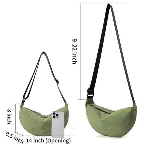 Image of Nylon Crossbody Bag For Women Men Casual Lightweight Crescent Shoulder Hobo Purse With Wide Adjustable Strap