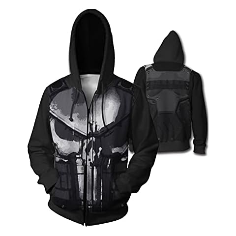2021 New Punishers Hoodie Punisher Print Hoodies Sweatshirt Jacket Top (Color : Zipper Punisher, Size : 4XL) Cover