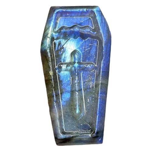 LWQCHW Scultura in labradorite – Scultura unica in cristallo con spada e croce design per energia spirituale e protezione