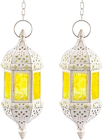 Nuptio Hanging Candle Lantern Moroccan Retro Tea Light Candle Holders Vintage Metal Lanterns for Candles, Black Garden Lanterns Tealight Holders for Ramadan Halloween Christmas Decorations, 1 Pc