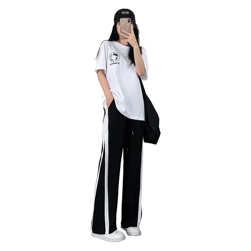 BXCNCKD Harajuku Wide Leg Pants Womens Casual Loose Straight Pants line Stitching Straight Pants Fashion Casual Sports Pants