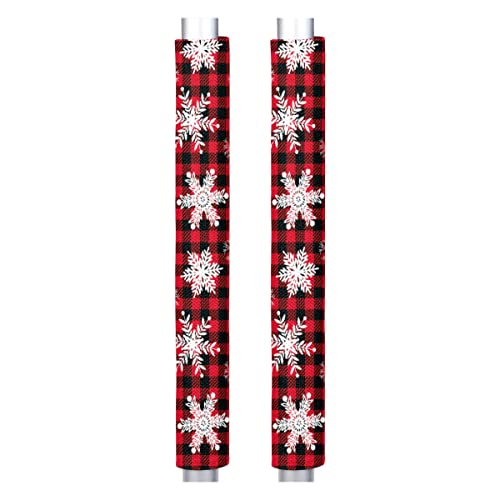 Image of Pardick Christmas Snowflake Check Refrigerator Door Handle Covers Set of 2 Washable Fridge Dishwasher Oven Mocrowave Door Decor Protector Handle Cover Keep Your Kitchen Appliance Clean