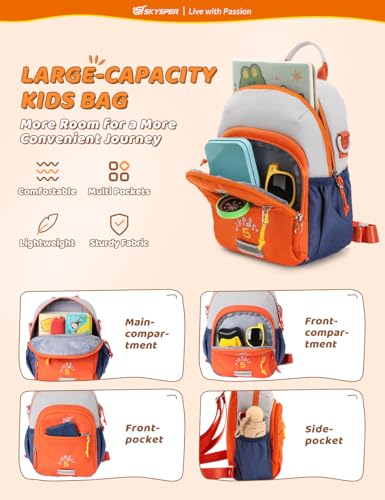 SKYSPER Toddler Backpack - Cute Kids Backpack Travel Preschool Bag Mini Girl Backpacks Small Kindergarten, 2 Year Old Boys and Girls - Image 5