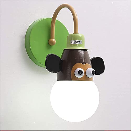 Diversión Infantil Led Lámpara de Pared Animados Lindo Animal Pequeño Aplique de Pared Dormitorio Estudio Habitación Jardín de Infantes Luz de Pared de Una Cabeza para Bebés Niños y Niñas Regalos,B