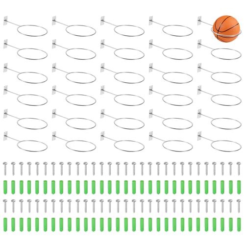 PATIKIL 5 Inch Ball Holder Wall Mount, 30 Pack Ball Display Wall Storage with Screws for Basketball...