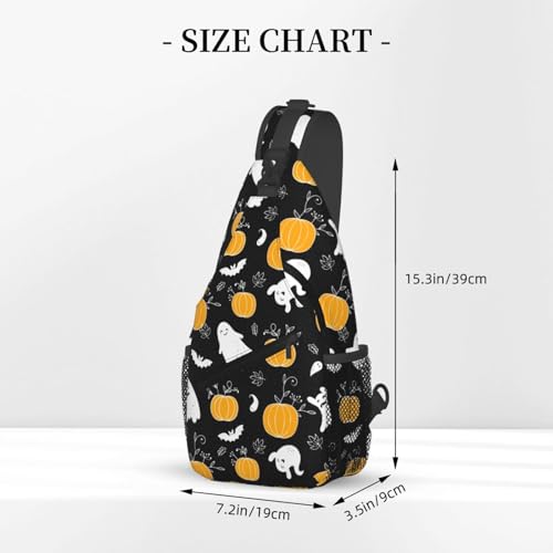 Horror Halloween Sling Backpack,Cute Ghost Pumpkin Crossbody Shoulder Backpack Adjustable Sling Bag for Men Women3