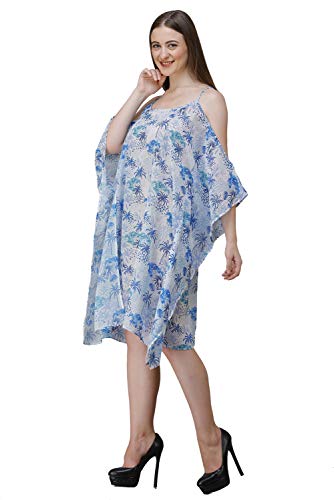 Image of RAVI RAJORIA Georgette Digital Printed Beach Wear Kaftan Blue Free Size R800 | Multi Color 2
