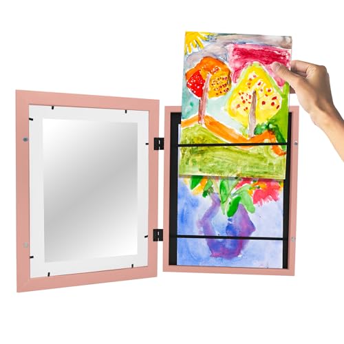 Americanflat Moldura de arte infantil com carregamento frontal em rosa pêssego - Moldura de 21 x 28