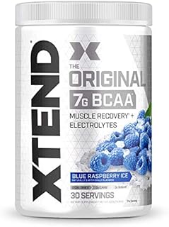 XTEND Original BCAA Powder Blue Raspberry Ice - Sugar Free Post Workout Muscle Recovery Drink with Amino Acids - 7g BCAAs for Men & Women - 30 Servings