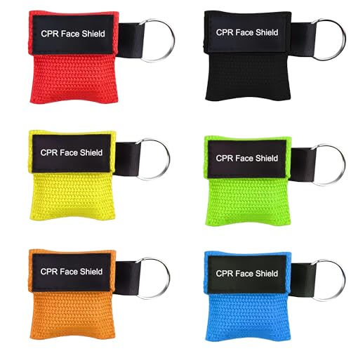 6 Pcs CPR Mask CPR Face Shields Keyring Anti Choking Device