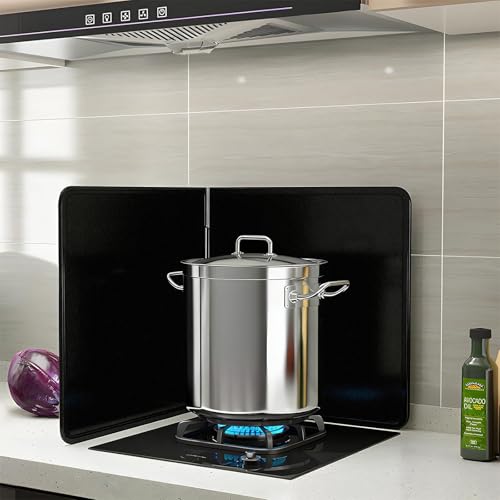 Wuciray Spritzschutz Herd Faltbar Aufstellbar Spritzschutzs Küchenrückwand Herd Spritzschutz Küchenwand mit Antihaftbeschichtet Schwarz 40cm Hoch