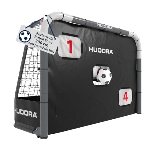 HUDORA Portería de fútbol ROCO 300 con portería (2 en 1) – Sistema Flexible de Tiro de Objetivo – Resistente a la Intemperie, Plegable y Estable – para niños y Adultos – Incluye podómetro y Aperturas