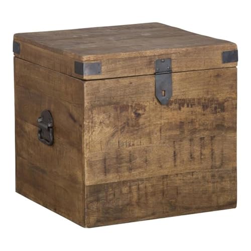 Kosas Home Livingston 18" Square Solid Mango Wood & Iron