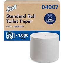 Scott Professional Essential Coreless High-Capacity Standard Roll Toilet Paper, Bulk 04007, 2-Ply, White 36 Rolls of 1,000 Sheets, 36,000 Sheet Total