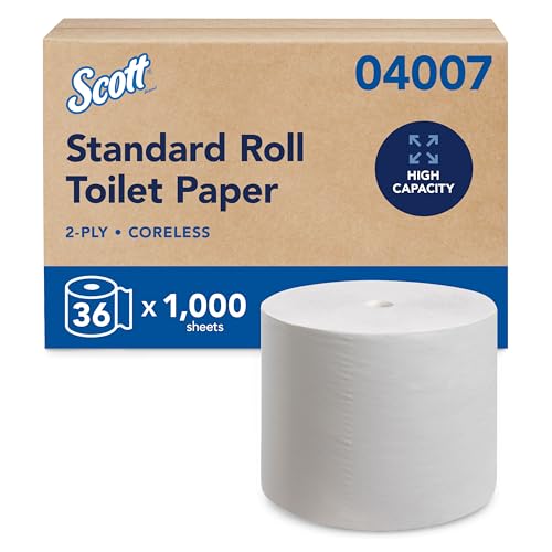 Scott Professional Essential Coreless High-Capacity Standard Roll Toilet Paper, Bulk (04007), 2-Ply, White (36 Rolls of 1,000 Sheets, 36,000 Sheet Total)