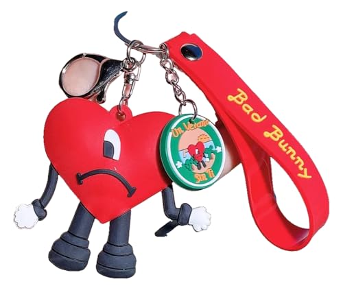 KREATIONS Portachiavi cattiva Bunny: cuore rosso, accessori per zaini, rimorchio auto, Badge Pendant-oro, S
