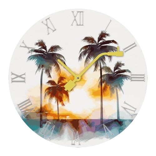 Horloge silencieuse motif palmiers pour créer un salon zen et moderne - 2