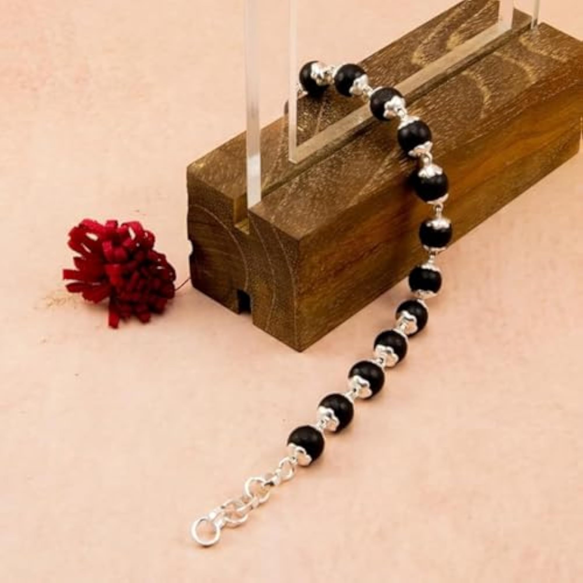 Combo of Ebony Beads Mala and Bracelet, Certified