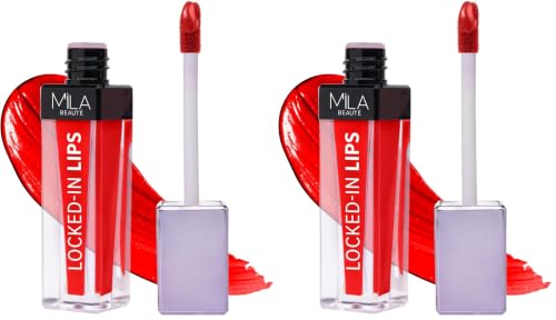 Image of MILA BEAUTE Locked In Lips Liquid Lipstick |12 Hour Transfer Proof Formula with Hyaluronic Acid | Highly Pigmented Lipsticks | Shade - (Pack of 2)