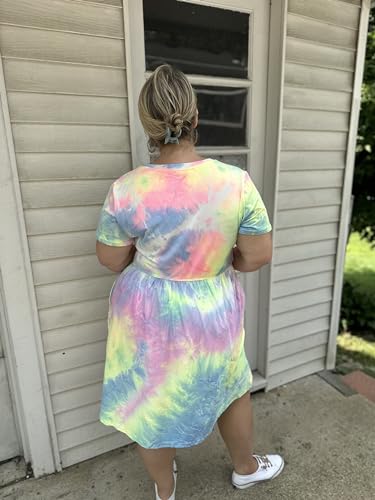Image of RITERA Plus Size Dresses for Curvy Women Summer Spring Womens Dress V Neck Short Sleeve Casual Dress with Pockets XL-5XL