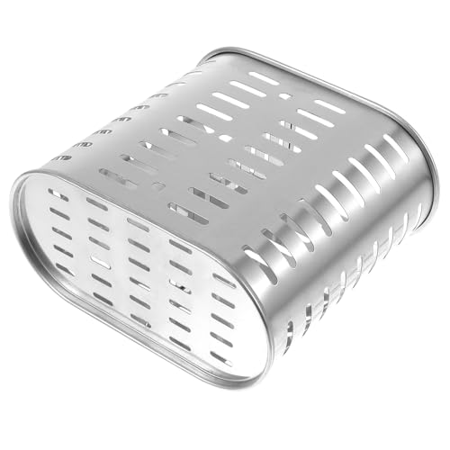 Tofficu Recipiente para Cubiertos y Palillos de Acero Inoxidable Sistema de Escurrido, Diseño Simple para Almacenamiento en Cocinas Domésticas