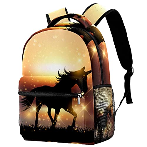 Sac à dos Licorne bleue pour enfants avec bretelles réglables et double poche bouteille
