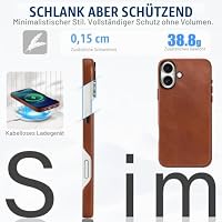 SHIELDON Lederhülle für iPhone 16 Plus 6,7" 5G 2024, Retro Braun – Ansicht 6