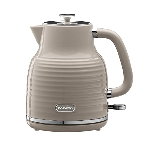Daewoo Sienna 1.7L Rapid Boil Kettle 3KW Cordless Electric Kettle 360 Base Auto Shut Off Taupe Finish Home Office Student Kitchen
