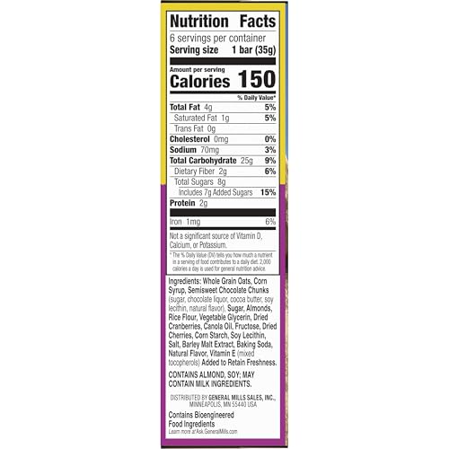 Nature Valley Fruit and Nut Granola Bars, Dark Chocolate Cherry, 6 ct, 7.4 OZ