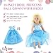 Emily Rose 18 Inch Doll Clothes - 2PC Blue Princess Ball Gown with Glittery Shoes | 18