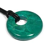 Gemini Birthstone Necklace - Chrysocolla Howlite Donut