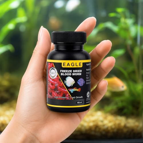 Image of VAYINATO Eagle Freeze Dried Blood Worm Fish Food 100ML (35g) | (Pack of 1) High Protein Nutritious Food for Tropical, Betta & Aquarium Fish | Suitable for All Life Stages