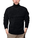 Skinny Turtleneck Men Chenille Fleeces Slim Fit Black Sweaters Winter Vintage Solid Color Pullovers