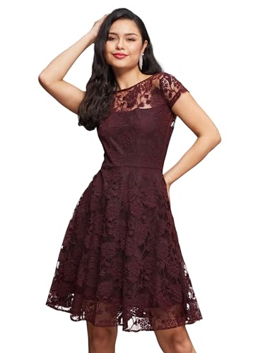 Image of Miss Chase Women's Round Neck Sleeveless Polyester Ruffled Knee- Length Dress