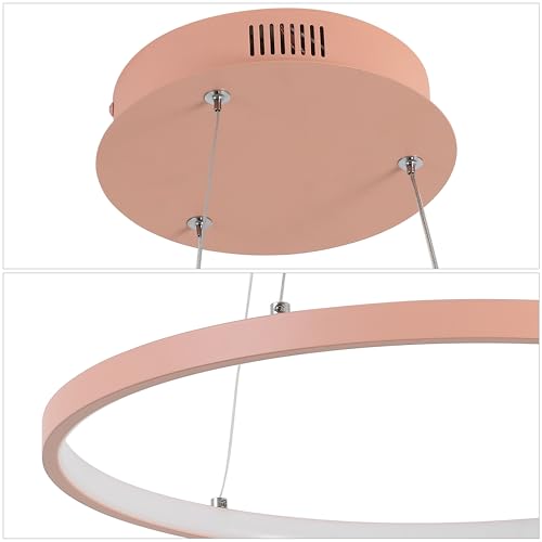 JONATHAN Y 15.75" Matte Pink Modern Integrated LED Pendant Light, Dimmable Round Hoop Chandelier for Kitchen Island, Dining Room, Adjustable Height Metal Hanging Light (JYL7202B) by JONATHAN Y - Image 9