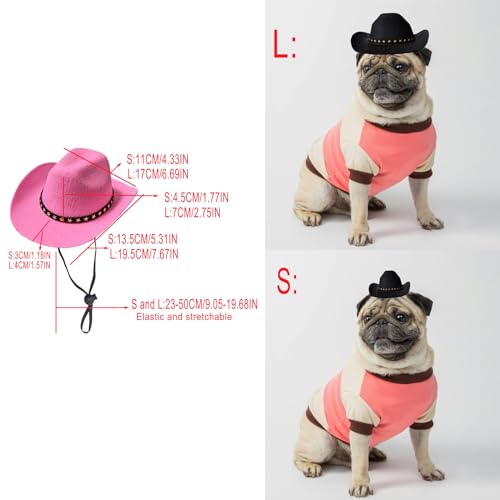 AWOCAN Cowboyhut für Hunde, Katzen, Cowboyhut, Mini-Cowboyhut für Hunde, Katzen, Urlaub, Halloween, Haustier-Party-Dekoration (Rosa, klein)