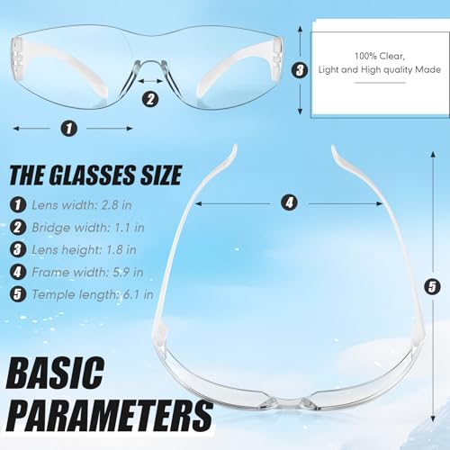 Image of Chumia 100 Pairs Safety Glasses Bulk Clear Protective Eyewear Scratch Resistant Safety Glasses for Men Workshop Lab Group
