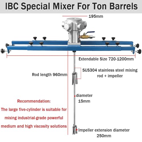 Mezclador de pintura neumático para barriles IBC Ton | Agitador de aire con colgador de soporte | Máquina agitadora de alta potencia para una mezcla eficiente