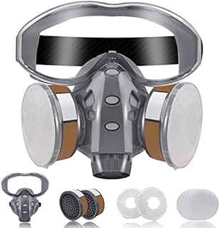 Facemoon Respirator Mask,Gas Mask,Safety Face Cover With 4 Replaceable Filter Cotton,For Painting, Welding, Agricultural Operations, Polishing, Chemical Laboratory, Petroleum, Mining