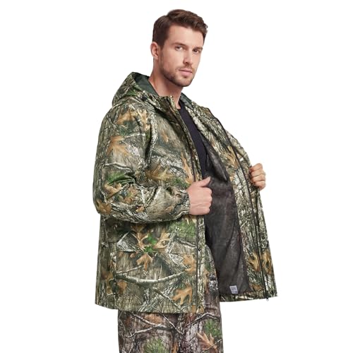 LOOGU Men's Rain Suit - Rain Gear for Men Waterproof, Lightweight Rain Coat, Breathable Mens Rain Jackets Hood and Pants Super Camo With Mesh 3X-Large