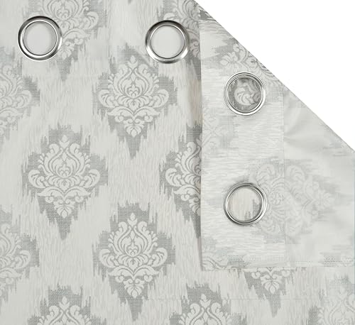 Image of Yarnis Polyester Damas Printed Room Darkening Curtains 9 Feet Long for Door & Windows Living Room, Grey, Parda, 1 Piece