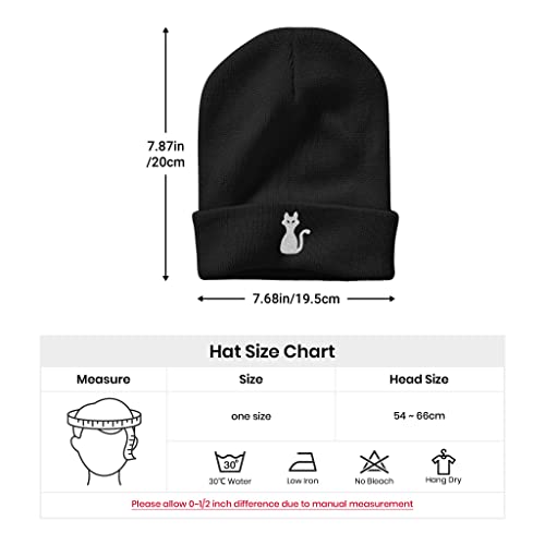 Image of Embroidery Goth Beanie Knit Hats for Men & Women, Embroidery Winter Hats Skull Cap