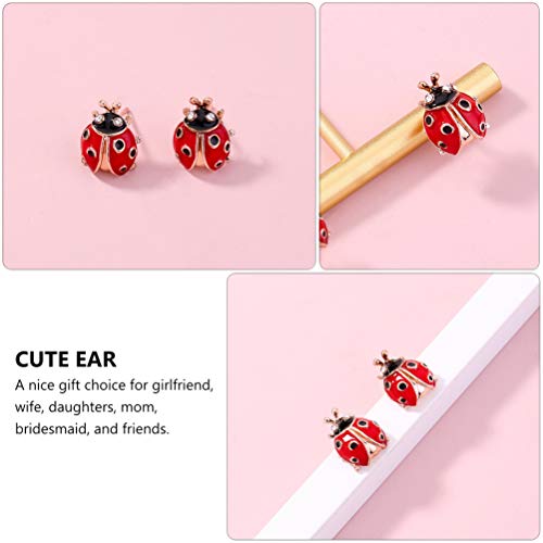 Holibanna Brincos de joaninha com strass para mulheres, lindos brincos de joaninha para meninas, mul