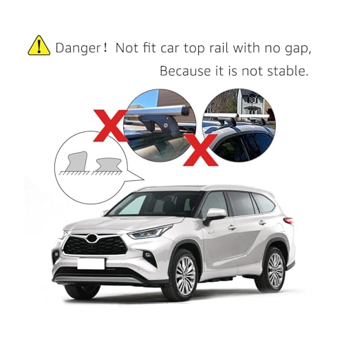 Amazon Basics Cross Rail Roof Rack, 142 cm, Fits up to 126 cm Spans between Raised Side Rails with Gap, Pack of 2, Black/Silver - Image 5